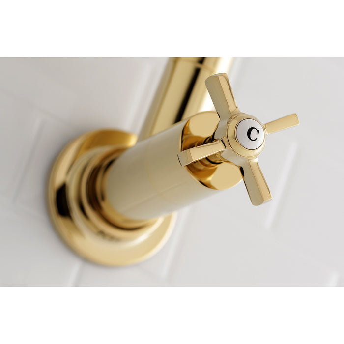 Kingston Sona KS8102ZX - Millennium Two-Handle 1-Hole Wall Mount Pot Filler Faucet, Polished Brass