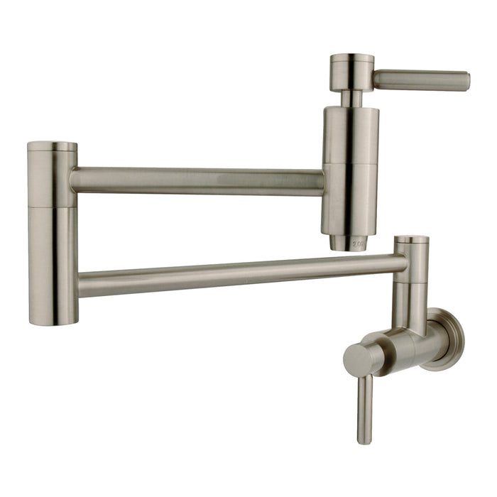 Kingston Brass Concord KS8108DL Two-Handle 1-Hole Wall Mount Pot Filler,  Brushed Nick