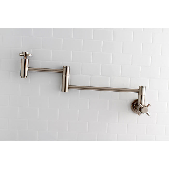 Kingston Sona KS8108DX - Concord Two-Handle 1-Hole Wall Mount Pot Filler Faucet, Brushed Nickel