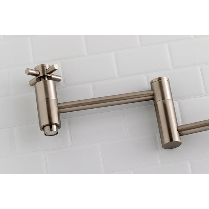 Kingston Sona KS8108DX - Concord Two-Handle 1-Hole Wall Mount Pot Filler Faucet, Brushed Nickel