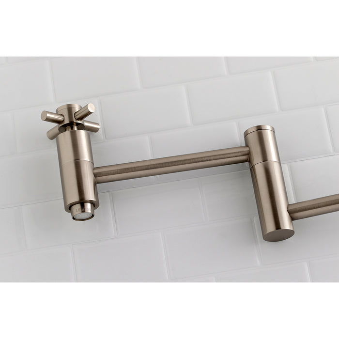Concord KS8108DX Two-Handle 1-Hole Wall Mount Pot Filler, Brushed Nickel