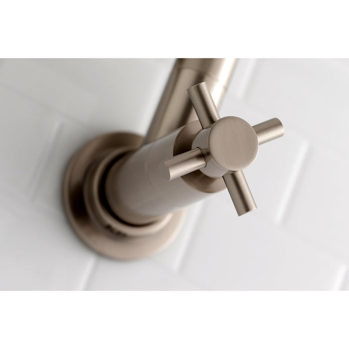 Kingston Sona KS8108DX - Concord Two-Handle 1-Hole Wall Mount Pot Filler Faucet, Brushed Nickel