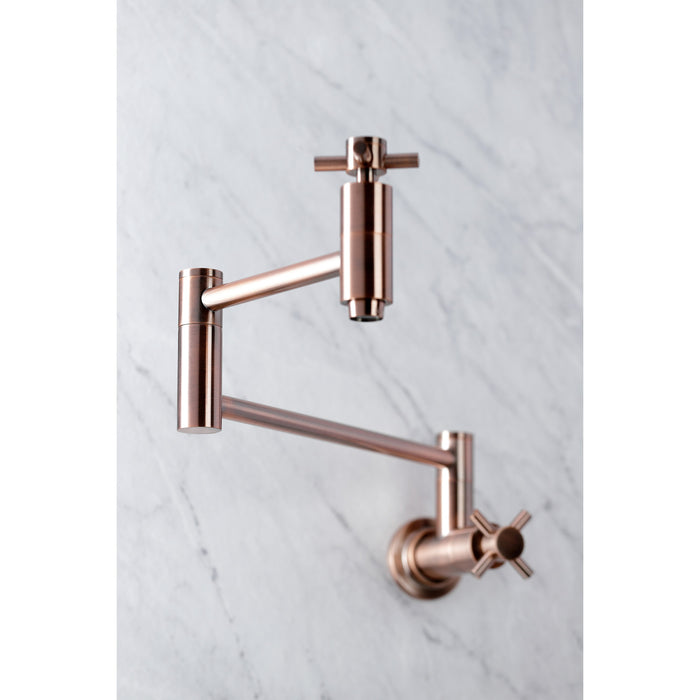 Kingston Sona KS810DXAC - Concord Two-Handle 1-Hole Wall Mount Pot Filler Faucet, Antique Copper