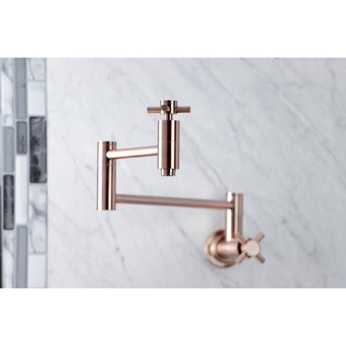 Kingston Sona KS810DXAC - Concord Two-Handle 1-Hole Wall Mount Pot Filler Faucet, Antique Copper