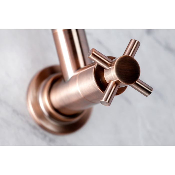 Kingston Sona KS810DXAC - Concord Two-Handle 1-Hole Wall Mount Pot Filler Faucet, Antique Copper