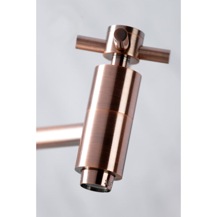 Kingston Sona KS810DXAC - Concord Two-Handle 1-Hole Wall Mount Pot Filler Faucet, Antique Copper