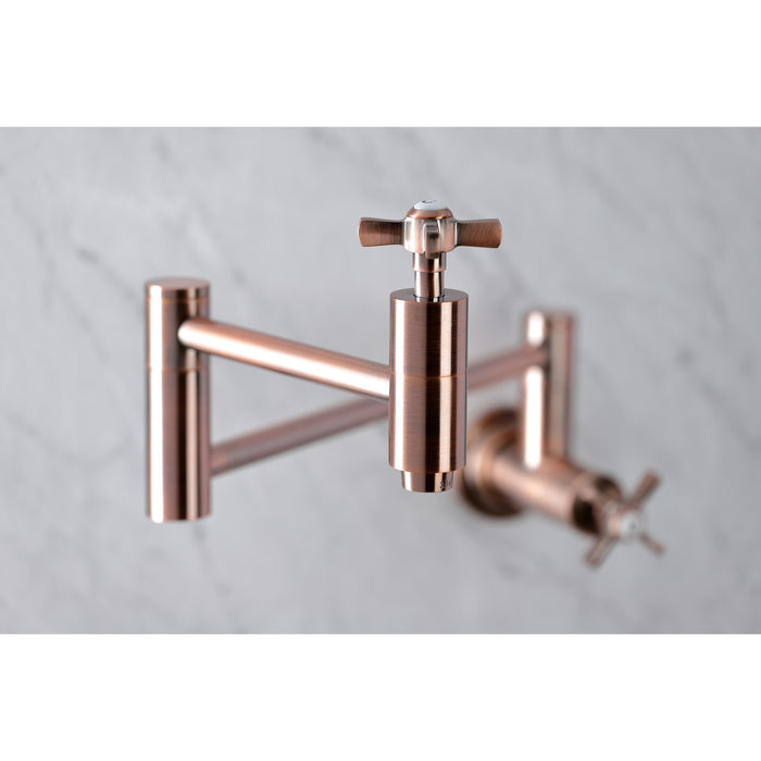 Kingston Sona KS810ZXAC - Millennium Two-Handle 1-Hole Wall Mount Pot Filler Faucet, Antique Copper
