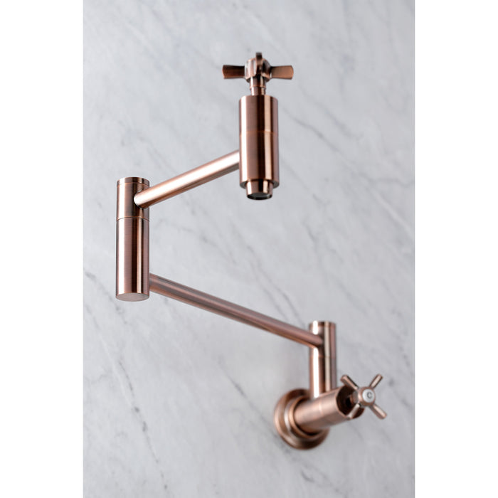 Kingston Sona KS810ZXAC - Millennium Two-Handle 1-Hole Wall Mount Pot Filler Faucet, Antique Copper