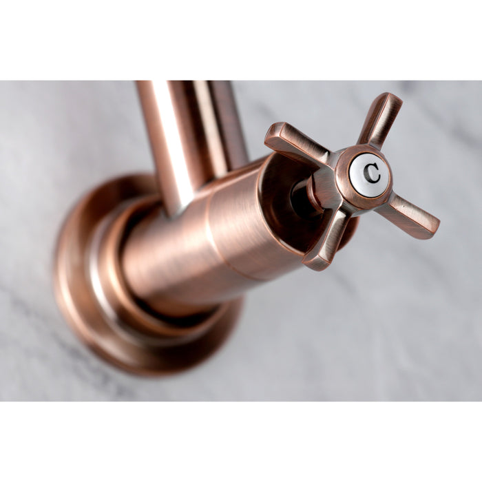 Kingston Sona KS810ZXAC - Millennium Two-Handle 1-Hole Wall Mount Pot Filler Faucet, Antique Copper