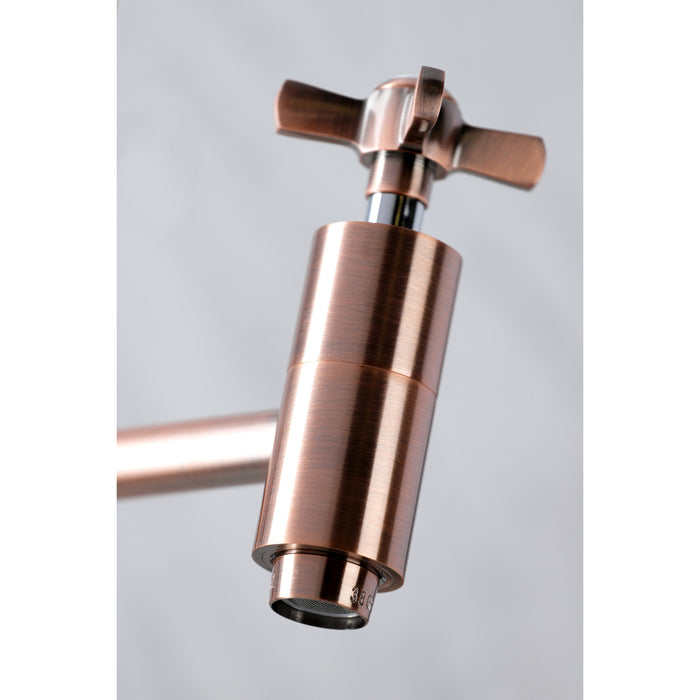 Kingston Sona KS810ZXAC - Millennium Two-Handle 1-Hole Wall Mount Pot Filler Faucet, Antique Copper