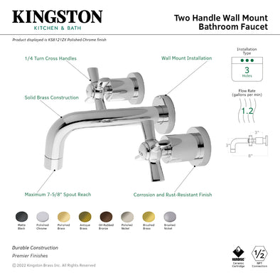 Kingston Brass Millennium KS8120ZX Double-Handle 3-Hole Wall Mount