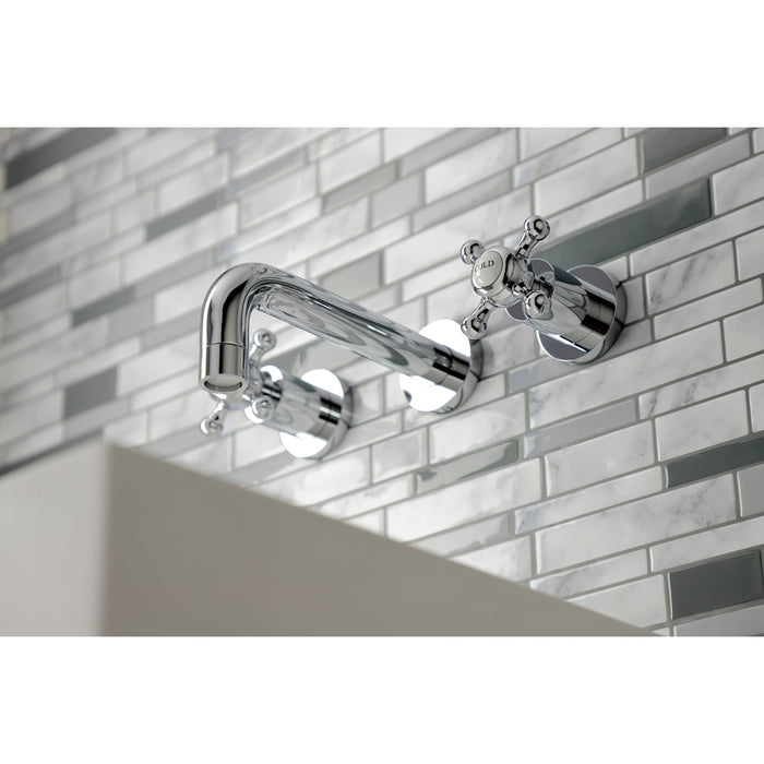 Kingston Sona KS8121BX - Metropolitan Double-Handle 3-Hole Wall Mount Bathroom Faucet, Polished Chrome