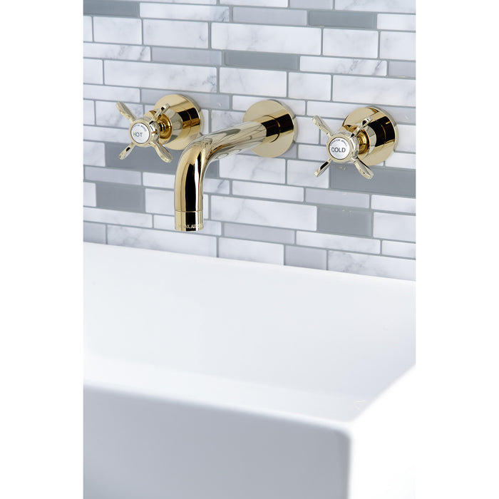 Essex KS8122BEX Two-Handle 3-Hole Wall Mount Bathroom Faucet, Polished Brass