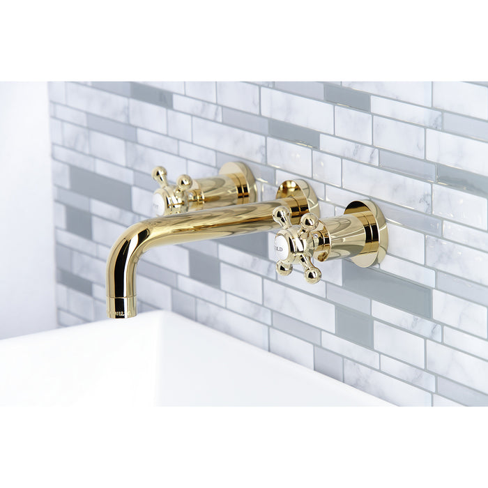 Kingston Sona KS8122BX - Metropolitan Double-Handle 3-Hole Wall Mount Bathroom Faucet, Polished Brass