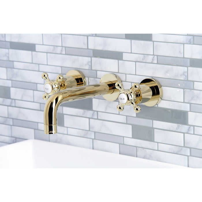 Kingston Sona KS8122BX - Metropolitan Double-Handle 3-Hole Wall Mount Bathroom Faucet, Polished Brass
