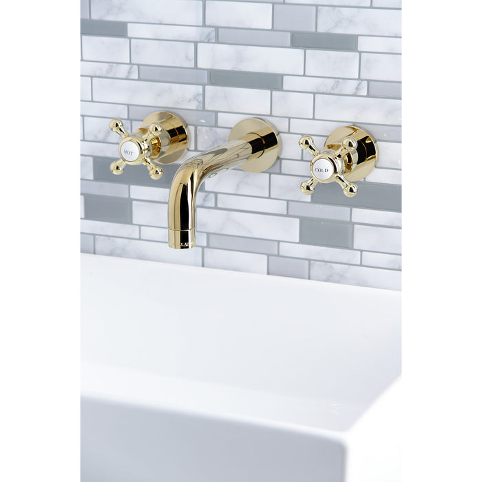 Kingston Sona KS8122BX - Metropolitan Double-Handle 3-Hole Wall Mount Bathroom Faucet, Polished Brass