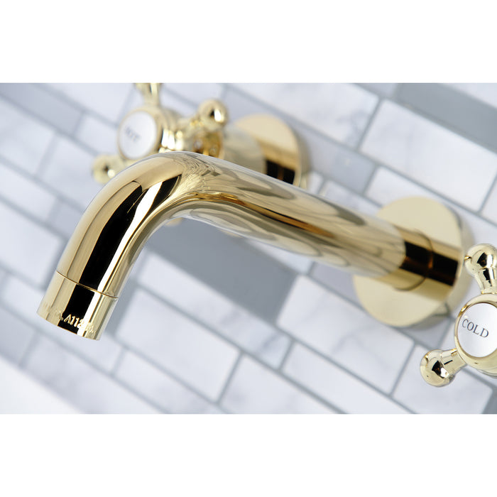 Kingston Sona KS8122BX - Metropolitan Double-Handle 3-Hole Wall Mount Bathroom Faucet, Polished Brass