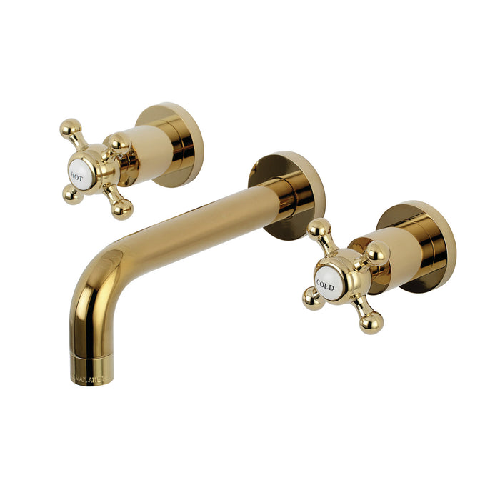 Kingston Sona KS8122BX - Metropolitan Double-Handle 3-Hole Wall Mount Bathroom Faucet, Polished Brass