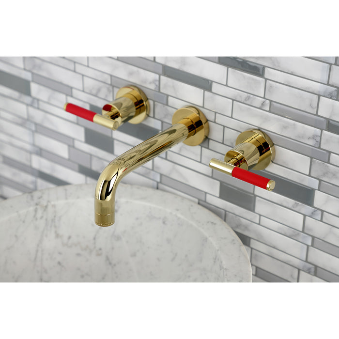 Kaiser KS8122CKL Two-Handle Wall Mount Bathroom Faucet, Polished Brass