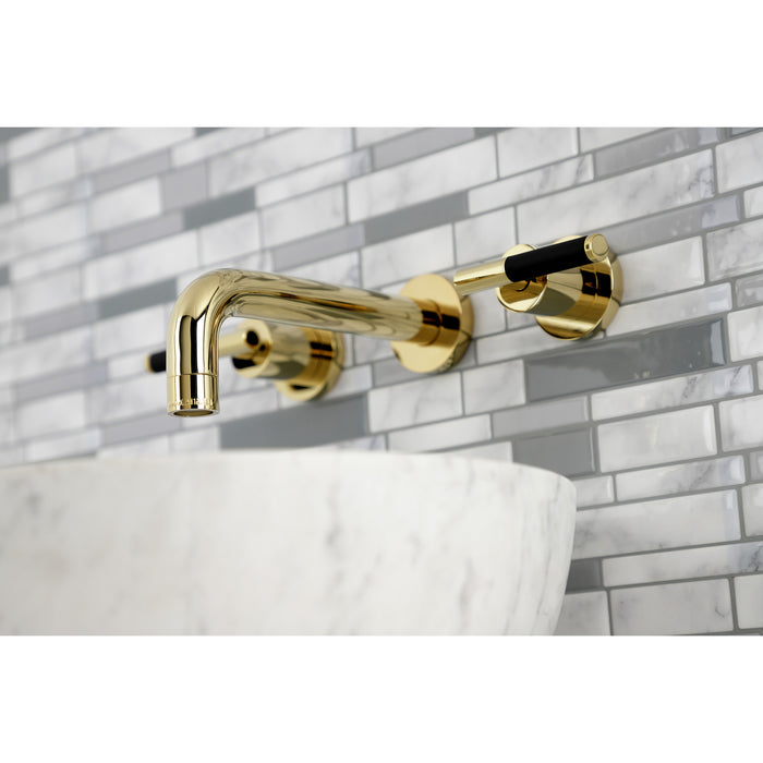 Kaiser KS8122CKL Two-Handle Wall Mount Bathroom Faucet, Polished Brass