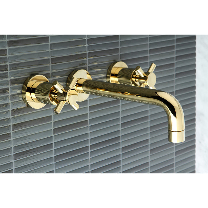 Concord KS8122DX Two-Handle 3-Hole Wall Mount Bathroom Faucet, Polished Brass