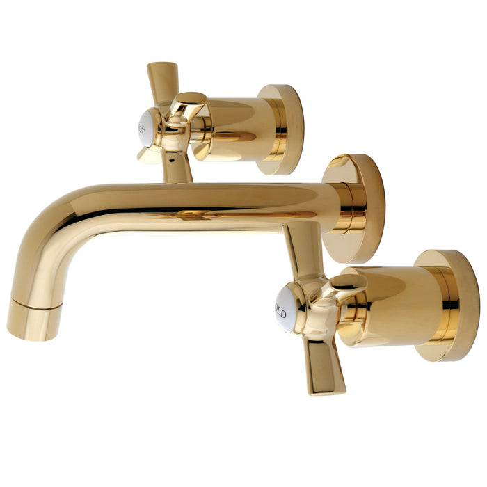 Millennium KS8122ZX Two-Handle 3-Hole Wall Mount Bathroom Faucet, Polished Brass