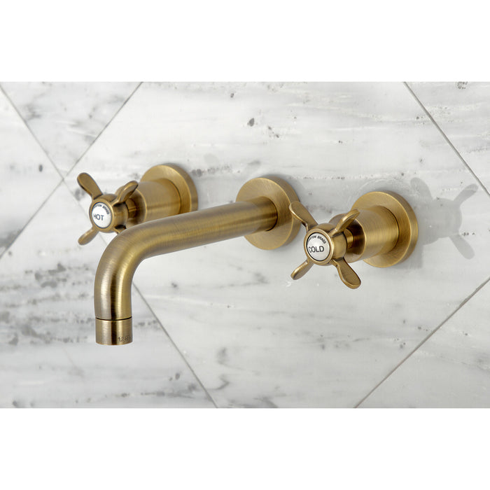 Kingston Sona KS8123BEX - Essex Double-Handle 3-Hole Wall Mount Bathroom Faucet, Antique Brass