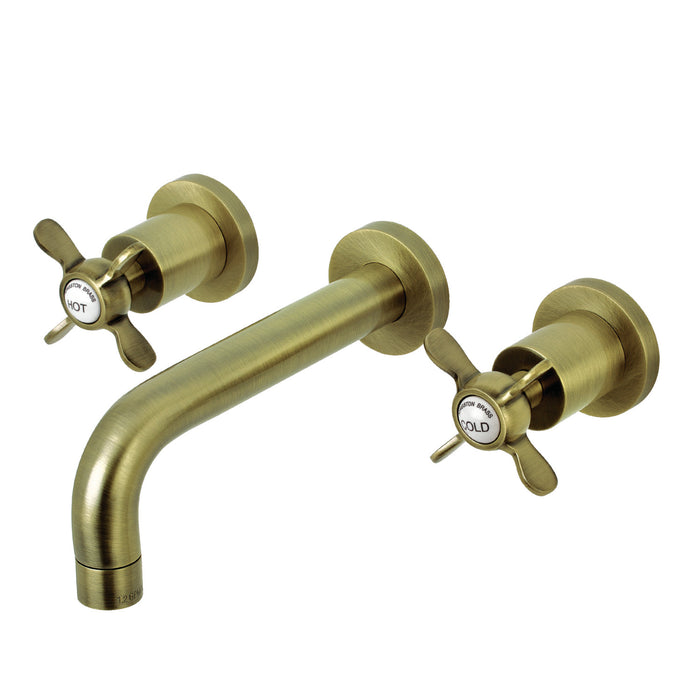 Kingston Sona KS8123BEX - Essex Double-Handle 3-Hole Wall Mount Bathroom Faucet, Antique Brass