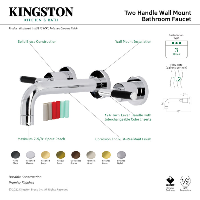 Kaiser KS8123CKL Two-Handle Wall Mount Bathroom Faucet, Antique Brass