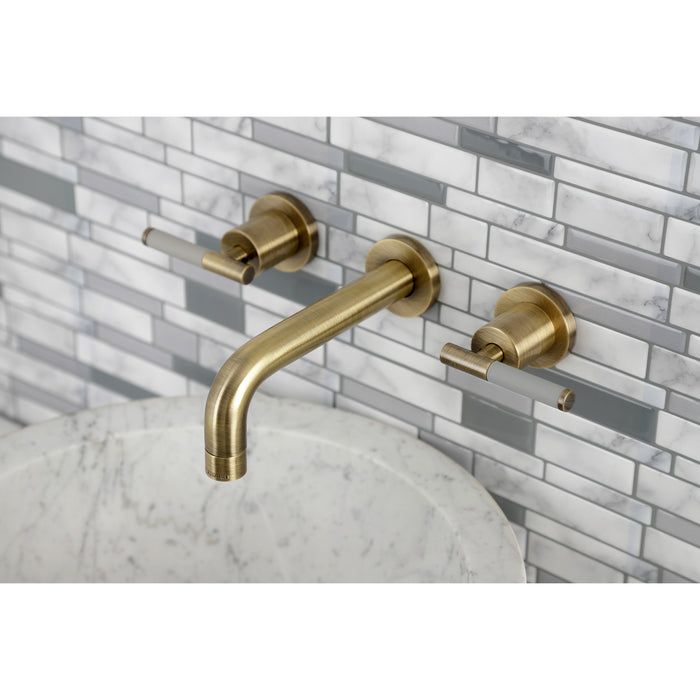Kaiser KS8123CKL Two-Handle Wall Mount Bathroom Faucet, Antique Brass