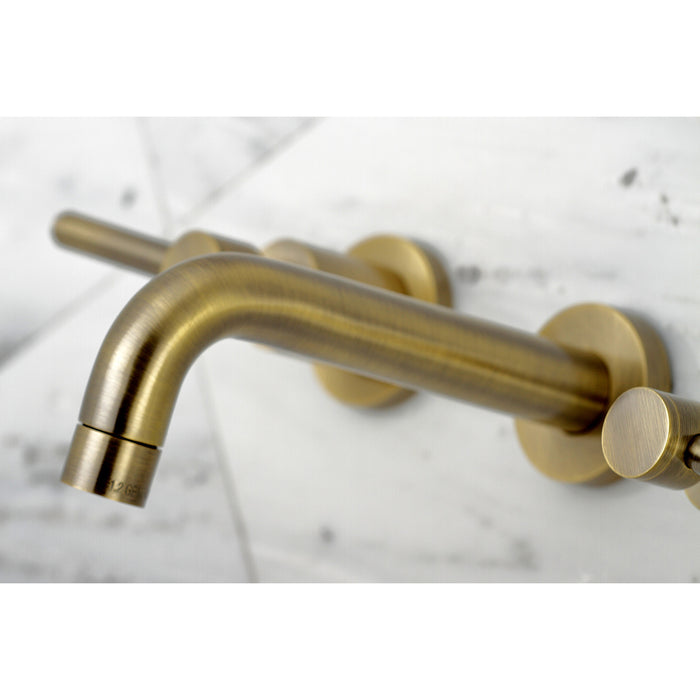 Concord KS8123DL Two-Handle 3-Hole Wall Mount Bathroom Faucet, Antique Brass