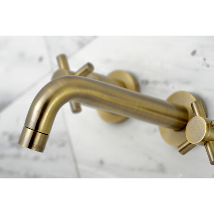 Kingston Sona KS8123DX - Concord Double-Handle 3-Hole Wall Mount Bathroom Faucet, Antique Brass