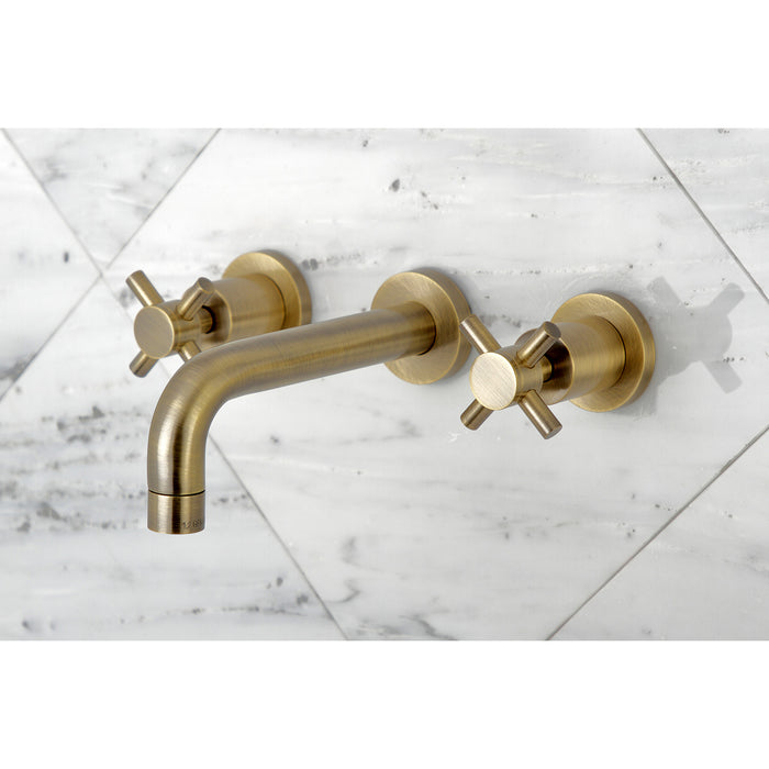 Kingston Sona KS8123DX - Concord Double-Handle 3-Hole Wall Mount Bathroom Faucet, Antique Brass