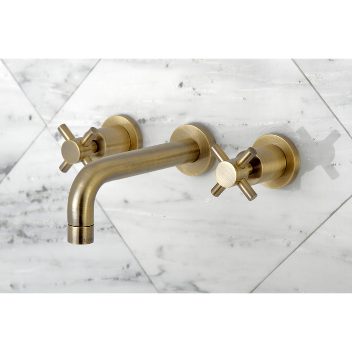 Concord KS8123DX Two-Handle 3-Hole Wall Mount Bathroom Faucet, Antique Brass