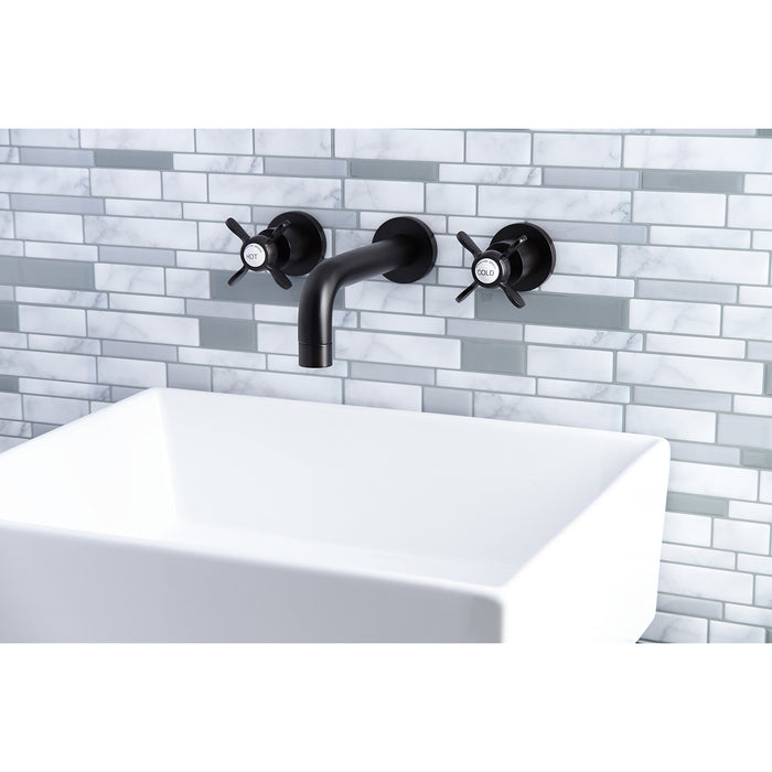 Kingston Sona KS8125BEX - Essex Double-Handle 3-Hole Wall Mount Bathroom Faucet, Oil Rubbed Bronze