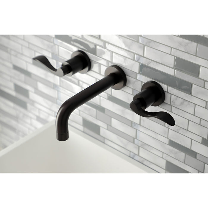 NuWave KS8125DFL Two-Handle 3-Hole Wall Mount Bathroom Faucet, Oil Rubbed Bronze
