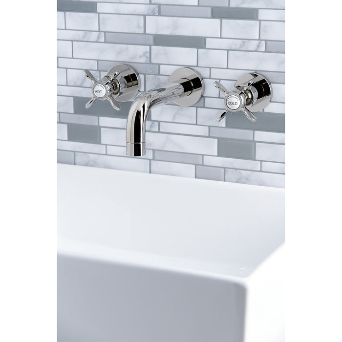 Essex KS8126BEX Two-Handle 3-Hole Wall Mount Bathroom Faucet, Polished Nickel