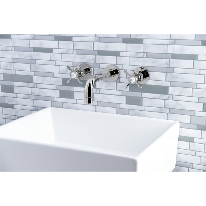 Essex KS8126BEX Two-Handle 3-Hole Wall Mount Bathroom Faucet, Polished Nickel