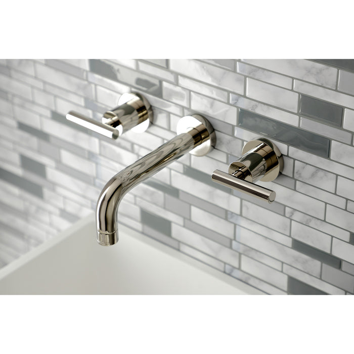Manhattan KS8126CML Two-Handle 3-Hole Wall Mount Bathroom Faucet, Polished Nickel
