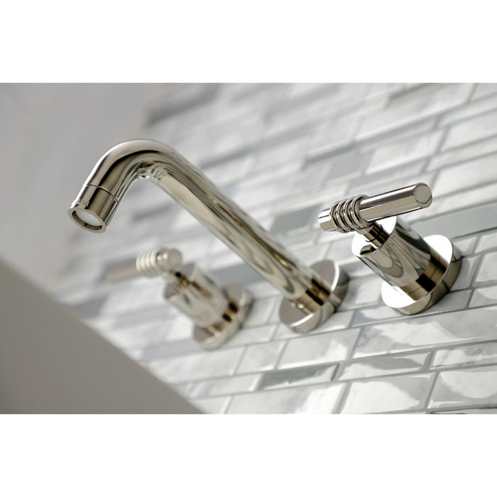 Milano KS8126ML Two-Handle 3-Hole Wall Mount Bathroom Faucet, Polished Nickel