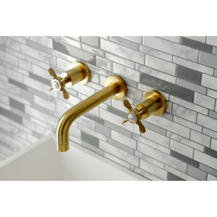 Kingston Sona KS8127BEX - Essex Double-Handle 3-Hole Wall Mount Bathroom Faucet, Brushed Brass