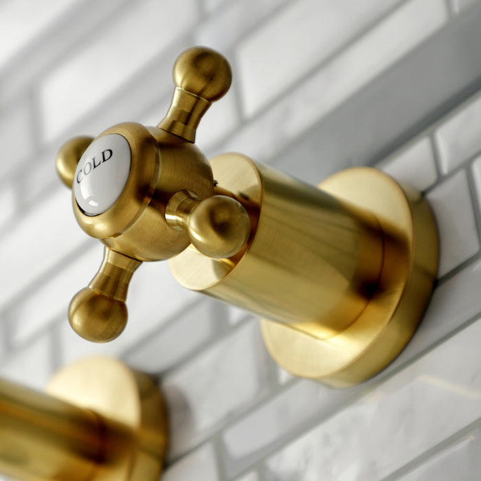 Metropolitan KS8127BX Double-Handle 3-Hole Wall Mount Bathroom Faucet, Brushed Brass