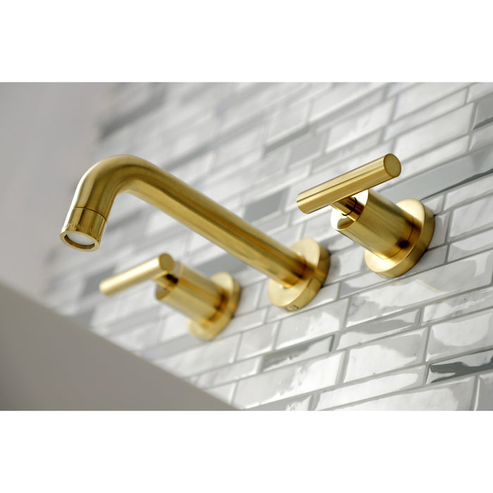 Manhattan KS8127CML Two-Handle 3-Hole Wall Mount Bathroom Faucet, Brushed Brass