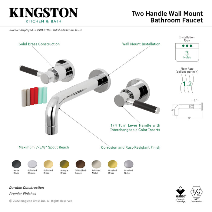 Kaiser KS8127DKL Two-Handle 3-Hole Wall Mount Bathroom Faucet, Brushed Brass