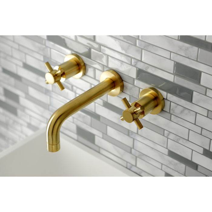 Kingston Sona KS8127DX - Concord Double-Handle 3-Hole Wall Mount Bathroom Faucet, Brushed Brass