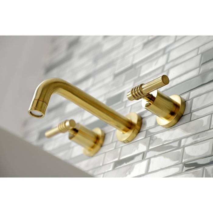 Milano KS8127ML Two-Handle 3-Hole Wall Mount Bathroom Faucet, Brushed Brass