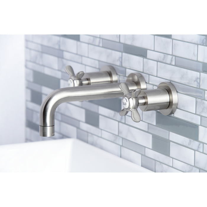 Kingston Sona KS8128BEX - Essex Double-Handle 3-Hole Wall Mount Bathroom Faucet, Brushed Nickel