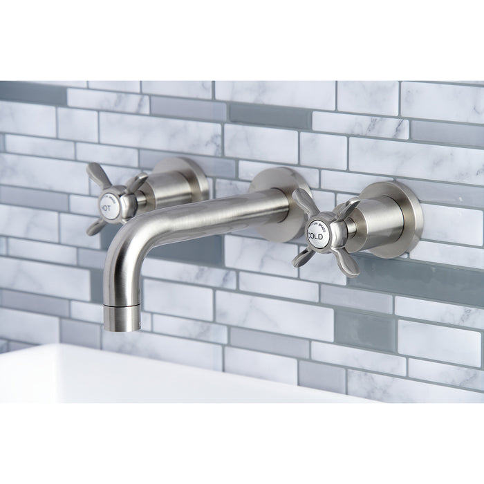 Kingston Sona KS8128BEX - Essex Double-Handle 3-Hole Wall Mount Bathroom Faucet, Brushed Nickel