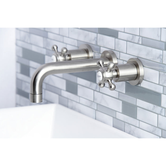 Kingston Sona KS8128BX - Metropolitan Double-Handle 3-Hole Wall Mount Bathroom Faucet, Brushed Nickel