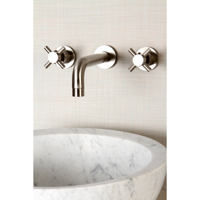 Kingston Sona KS8128DX - Concord Double-Handle 3-Hole Wall Mount Bathroom Faucet, Brushed Nickel